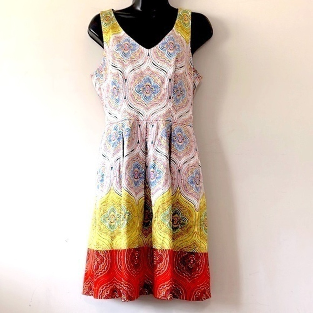 London Times boho Multicolor Sleeveless Patterned Dress size 6 EUC